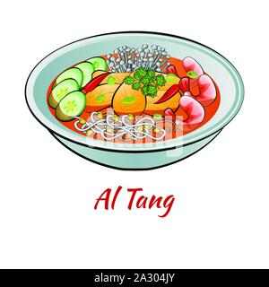 Set of delicious and famous food of Korean in colorful gradient design icon,vector illustration Stock Vector