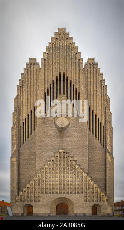 Grundtvig's Church is located in the Bispebjerg district of Copenhagen, Denmark. It is a rare example of expressionist church architecture. Stock Photo