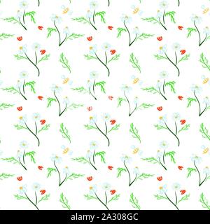 Seamless pattern with flowers, leaves, branches. Vector colorful endless floral background. The elegant illustration for fashion prints, fabric, scrap Stock Vector