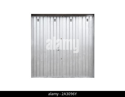 Shiny metal gate isolated on white background, photo texture, front view Stock Photo