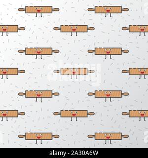 A Cute Illustration Background Of Rolling Pin with Brown Color Stock Vector