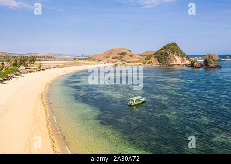 Idyllic Kuta beach in South Lombok in West Nusa Tenggara province in Indonesia in Southeast Asia