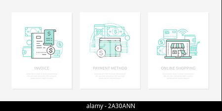 Banking operation - line design style icons set Stock Vector