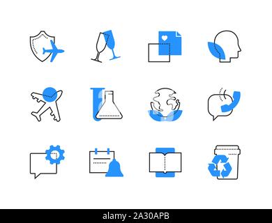 Ecology and communication color line icons set Stock Vector