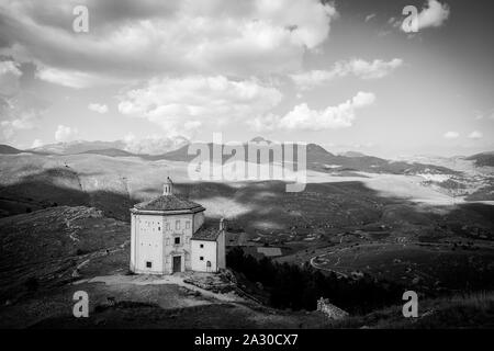 Rocca Calascio, old Church on the Apennine mountains in the heart of Abruzzo, Italy Stock Photo