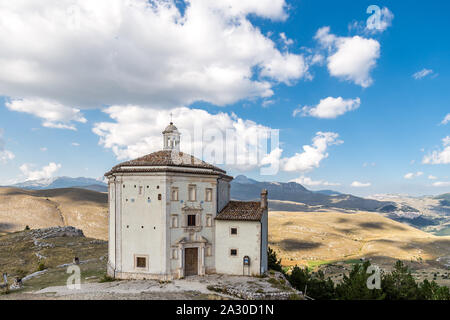 Rocca Calascio, old Church on the Apennine mountains in the heart of Abruzzo, Italy Stock Photo