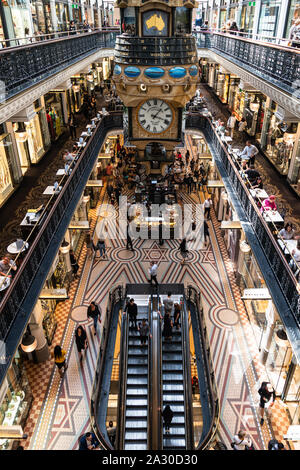 Sydney, Australia - October 2 2019: People wander around the classic Queen Victoria Building shopping arcade in Sydney, Australia largest city. Stock Photo