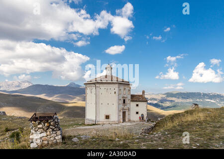 Rocca Calascio, old Church on the Apennine mountains in the heart of Abruzzo, Italy Stock Photo