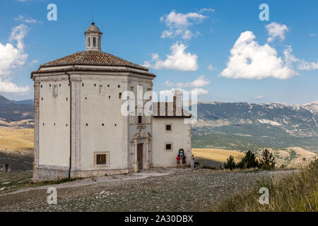 Rocca Calascio, old Church on the Apennine mountains in the heart of Abruzzo, Italy Stock Photo