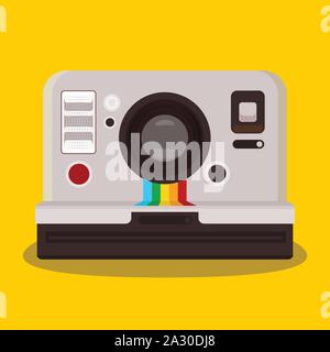 Polaroid Vintage Camera Flat Design vector image Flat vector design . Stock Vector