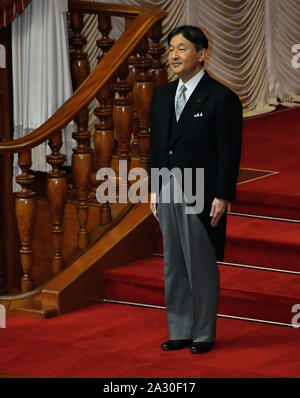 Tokyo, Japan. 04th Oct, 2019. Japan's Emperor Naruhito officially declares the opening of the 200th Extraordinary Diet session in Tokyo, Japan, on Friday, October 4, 2019. Photo by Mori Keizo/UPI Credit: UPI/Alamy Live News Stock Photo