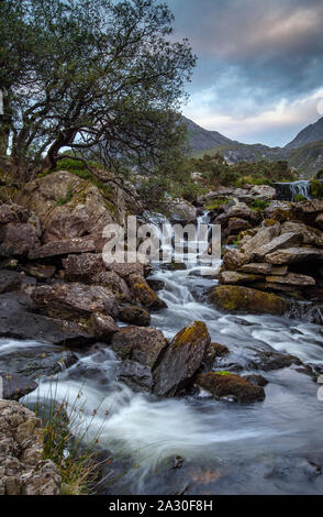The Ogwen River and Ogwen Falls in Snowdonia National Park, North Wales, UK Stock Photo