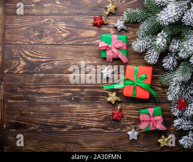 Christmas gift boxes and tree Stock Photo