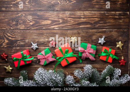 Christmas gift boxes and tree Stock Photo