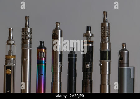 Collection of e cigarettes or electronic cigarettes for liquid and