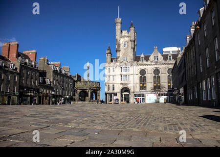 Castlegate and Mercat Cross. Aberdeen, Scotland, UK Stock Photo