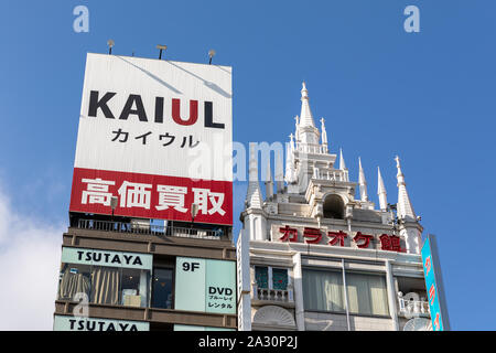 Kaiul Karaoke Kan Tsutaya Signs And Miniature Castle On Top Of