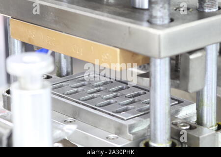 medicine capsules packing machine ; process Stock Photo