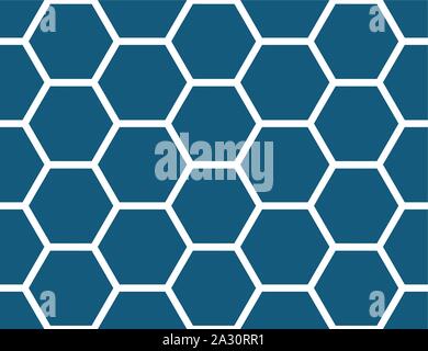 Vector seamless geometric pattern. Shaped white hexagons on blue background. Stock Vector