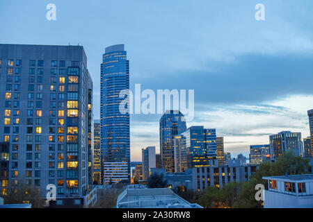 Seattle Washington skyline viewed from a downtown rooftop. Stock Photo