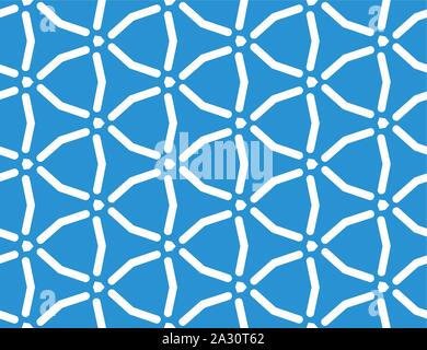 Vector seamless geometric pattern. White lines and blue background. Stock Vector