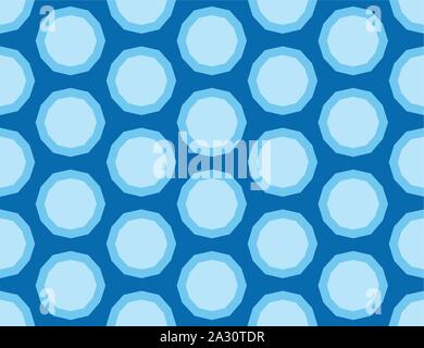 Vector seamless geometric pattern. Shaped light blue circles, bubbles on dark blue background. Stock Vector
