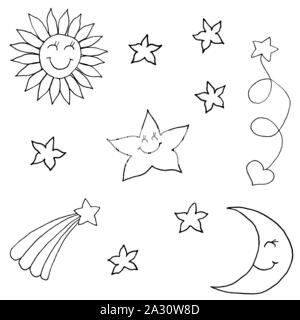 Set of simple children hand drawing objects illustration Stock Vector Image  & Art - Alamy