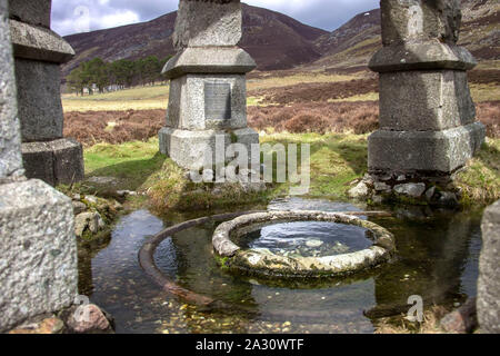 Interior of Queen's Well on the route to Mount Keen. Glen Mark, Angus, Scotland, UK. Cairngorms National Park. Stock Photo