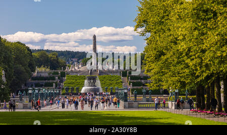 OSLO, NORWAY - Monolith at center of Vigeland Sculpture installation, in Frogner Park. Stock Photo