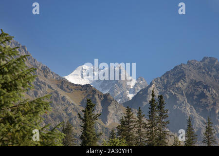 snow covered peaks in the ala-archa national park near bishkek kyrgyzstan Stock Photo