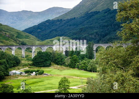 Glenfinnan Viaduct. Railway viaduct on the West Highland Line in Glenfinnan, Inverness-shire, Scotland. Scottish Highlands. Stock Photo