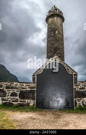 Glenfinnan Monument at Loch Shiel in Scottish Highlands. Stock Photo