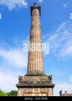 The fluted column of the Melville Monument in St Andrews Square Edinburgh Scotland