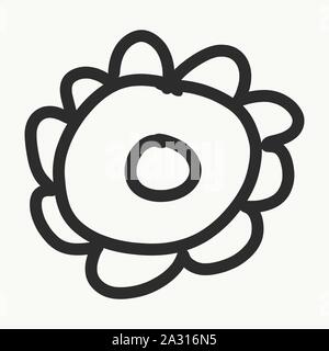 Vector of an handmade O, doodle. Flower shape Stock Vector