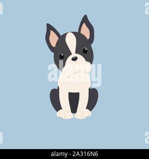 Boston Terrier dog breed vector. Doodle nice doggie pet vector. Stock Vector