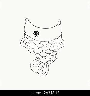 Vector of a fish-shaped cookie dough online for coloring. Stock Vector