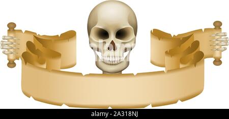 skull with old parchment illustration Stock Vector