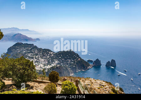 View of Capri from Mount Solaro Stock Photo