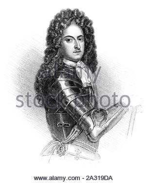 William Cavendish portrait, 1st Duke of Devonshire, 1640 – 1707, was an English soldier, nobleman and Whig politician, vintage illustration from 1850 Stock Photo