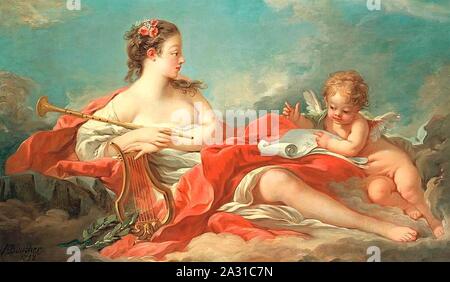 Erato The Muse Of Love Poetry by François Boucher. Stock Photo
