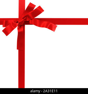 Red bow gift ribbon isolated on white Stock Photo