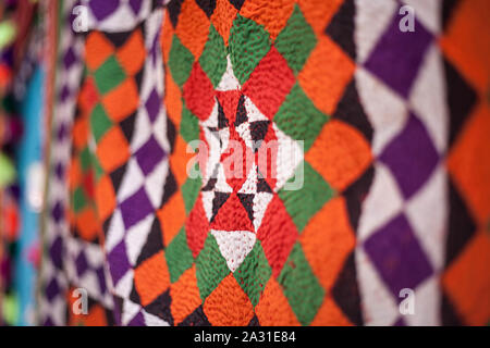 Ralli quilts are traditional quilts made by women in the areas of Sindh, Pakistan, western India, and in surrounding areas. Stock Photo