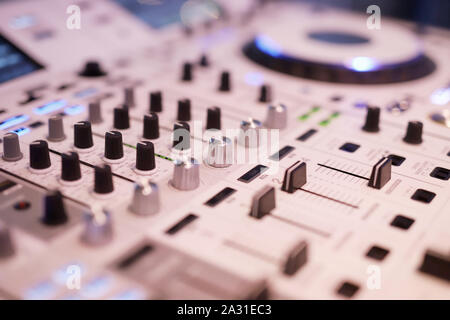 dj mixing console, professional sound system Stock Photo