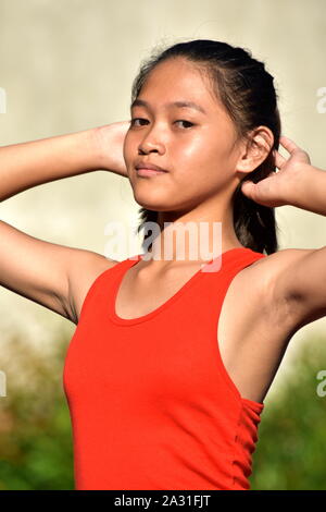 An A Teenage Female Relaxing Stock Photo