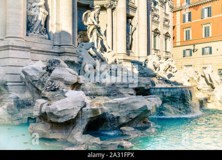 Historic Trevi Fountain - the largest Baroque fountain in Rome, Italy Stock Photo