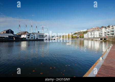 Bristol Floating Harbour and the SS Great Britain. Bristol. UK. Also showing the new Being Brunel Museum, opened in 2018. Stock Photo