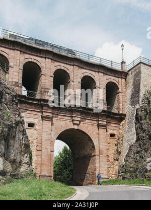 Luxembourg City, Luxembourg - May 19. 2019: Pont du Chateau ('Castle Bridge') in Luxembourg City, the capital of the small European nation of the same Stock Photo