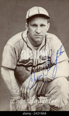 Enos 'Country' Slaughter was a Major League baseball player primarily with the St. Louis Cardinals in the 1940s and 50s and was elected to the Baseball Hall of Fame. Stock Photo