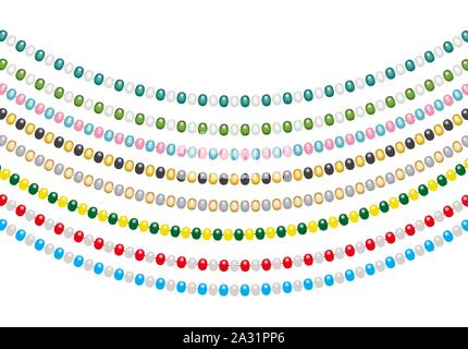 Christmas decorations, string garlands with balls , isolated on white background. Vector Illustration Stock Vector
