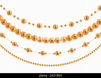 String garlands with balls , isolated on white background. Vector Illustration Stock Vector